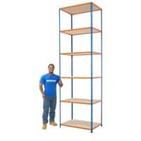 BiGDUG Shelving Unit with 6 Levels Chipboard, Steel 3050 x 1220 x 610 mm Blue, Orange