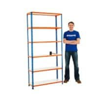 BiGDUG Shelving Unit with 6 Levels Steel 1980 x 1220 x 455 mm Blue, Orange