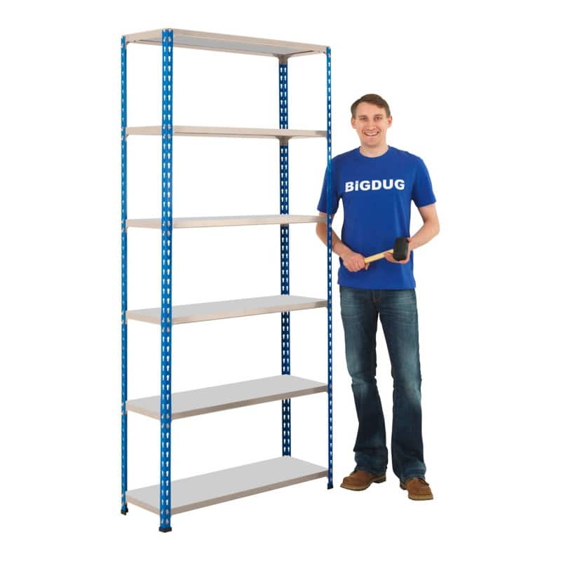 BiGDUG Shelving Unit 6 Shelves Steel 915 x 455 x 1,980 mm Blue, Grey