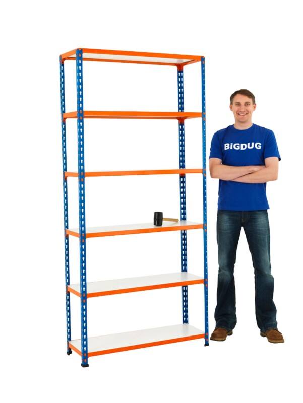 BiGDUG Shelving Unit 6 Shelves Steel 915 x 455 x 1,980 mm Blue, Orange
