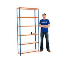 BiGDUG Shelving Unit 6 Shelves Steel 915 x 455 x 1,980 mm Blue, Orange
