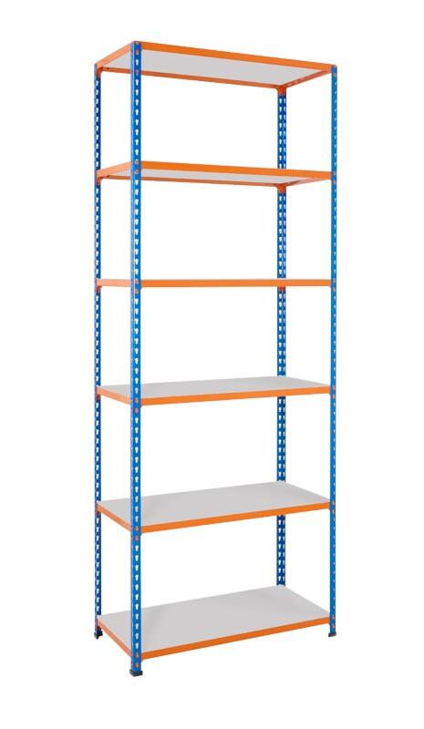 BiGDUG Shelving Unit 6 Shelves Steel 915 x 610 x 2,440 mm Blue, Orange
