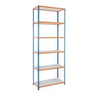 BiGDUG Shelving Unit 6 Shelves Steel 915 x 610 x 2,440 mm Blue, Orange