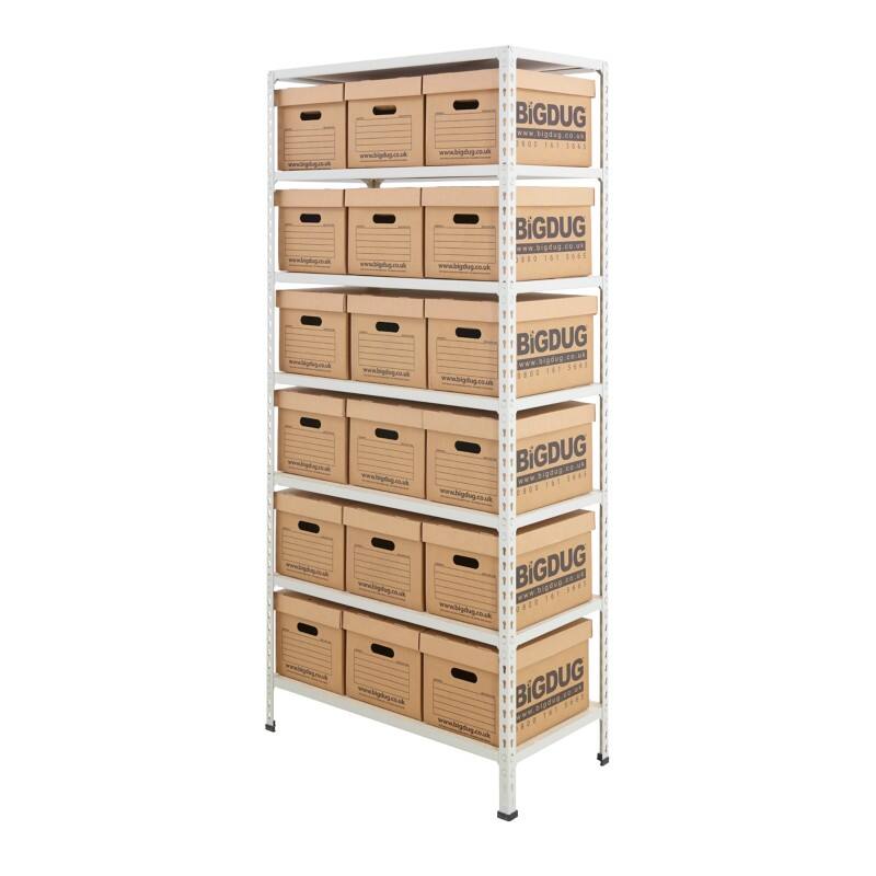 BiGDUG Document Storage Bay 7 Shelves Chipboard, Steel 915 x 455 x 1,980 mm Grey