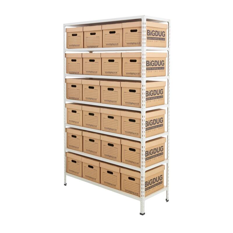 BiGDUG Document Storage Bay 7 Shelves Chipboard, Steel 1,220 x 455 x 1,980 mm Grey