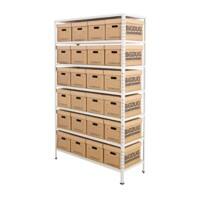 BiGDUG Document Storage Bay with 7 Levels and 24 Boxes Steel, Chipboard 1980 x 1220 x 455 mm Grey