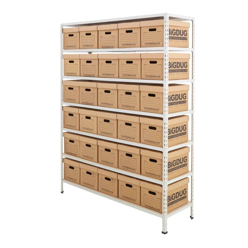 BiGDUG Document Storage Bay 7 Shelves Chipboard, Steel 1,525 x 455 x 1,980 mm Grey