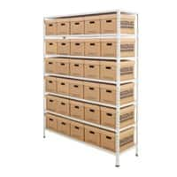 BiGDUG Document Storage Bay with 7 Levels and 30 Boxes Chipboard, Steel 1980 x 1525 x 455 mm Grey