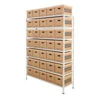 BiGDUG Document Storage Bay with 7 Levels and 35 Boxes Chipboard, Steel 2240 x 1525 x 455 mm Grey