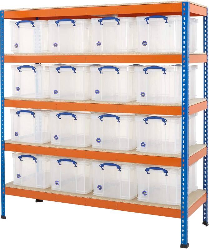 BiGDUG Shelving Unit 5 Shelves Chipboard, Steel 1,830 x 610 x 1,980 mm Blue, Orange