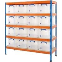 BiGDUG Shelving Unit 5 Shelves Chipboard, Steel 1,830 x 610 x 1,980 mm Blue, Orange