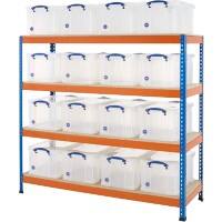 BiGDUG Shelving Unit 4 Shelves Chipboard, Steel 1,830 x 610 x 1,987 mm Blue, Orange
