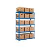 BiGDUG Industrial Shelving Unit with 6 Levels and 15 Document Boxes Steel, MDF 1780 x 450 x 450 mm Blue