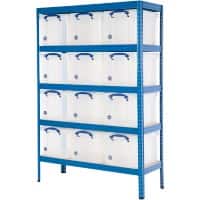 BiGDUG Shelving Unit with 5 Levels and 12 Really Useful Boxes Steel, Chipboard 1780 x 1200 x 450 mm Blue