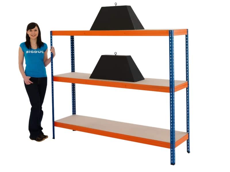 BiGDUG Shelving Unit 4 Shelves Chipboard, Steel 1,800 x 450 x 1,500 mm Blue, Orange