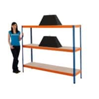 BiGDUG Medium Duty Shelving Unit with 4 Levels Chipboard, Steel 1500 x 1800 x 450 mm Blue, Orange