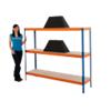 BiGDUG Medium Duty Shelving Unit with 4 Levels Steel, Chipboard 1500 x 1800 x 450 mm Blue, Orange