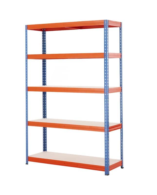 BiGDUG Shelving Unit 5 Shelves Chipboard, Steel 1,200 x 400 x 1,780 mm Blue