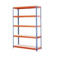 BiGDUG Shelving Unit 5 Shelves Chipboard, Steel 1,200 x 400 x 1,780 mm Blue