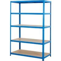 BiGDUG Value Medium Duty Shelving Unit with 5 Levels MDF, Steel 1780 x 1200 x 600 mm Blue