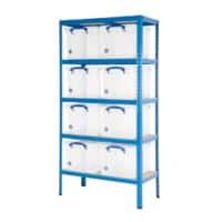 BiGDUG Shelving Unit with 5 Levels and 8 Really Useful Boxes Steel, Chipboard 1780 x 900 x 450 mm Blue