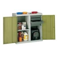 SLINGSBY Cupboard Steel 1 Shelf Lockable 1,000 x 500 x 1,000 mm Green, Grey