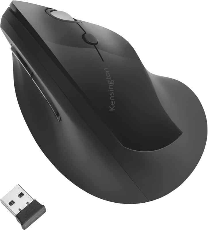 Kensington Pro Fit Wireless Mouse Ergonomic Vertical K75501EU Optical For Right-Handed Users USB-A Nano Receiver Black