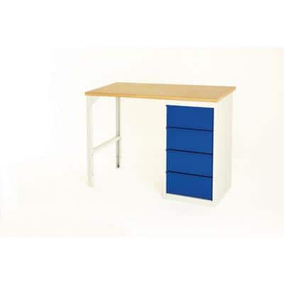 SLINGSBY Workbench with 4 Drawers Steel Grey, Blue 1800 x 600 x 800 mm