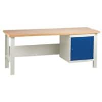 SLINGSBY Medium Duty Workbench with 1 Cupboard Steel Grey, Blue 650 x 1800 x 850 mm