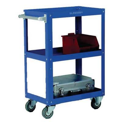 SLINGSBY Mobile Trolley with 3 Tiers Steel Blue 400 x 670 x 915 mm