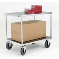 SLINGSBY Mobile Trolley with 2 Tiers and Brakes Steel Silver 1300 x 800 x 870 mm