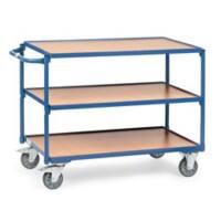 SLINGSBY Mobile Trolley with 3 Tiers Steel, Wood Blue, Brown 600 x 1150 x 820 mm