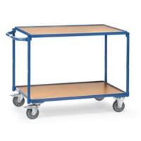 SLINGSBY Mobile Trolley with 2 Tiers Steel, Wood Blue, Brown 600 x 1,150 x 820 mm