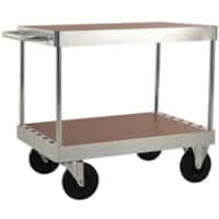 SLINGSBY Mobile Trolley with 2 Tiers Galvanised Steel, MDF Silver 1360 x 810 x 920 mm