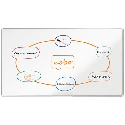 Nobo Premium Plus Widescreen Whiteboard 1915369 Wall Mounted Magnetic Enamel 188 x 106 cm