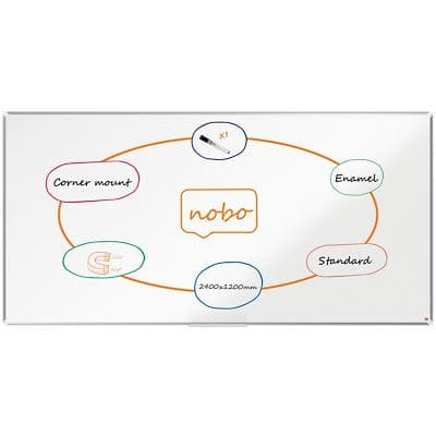Nobo Premium Plus Whiteboard 1915151 Wall Mounted Magnetic Enamel 240 x 120 cm