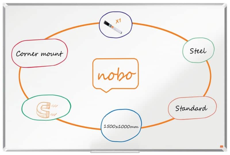 Nobo Premium Plus Whiteboard 1915158 Wall Mounted Magnetic Lacquered Steel 150 x 100 cm