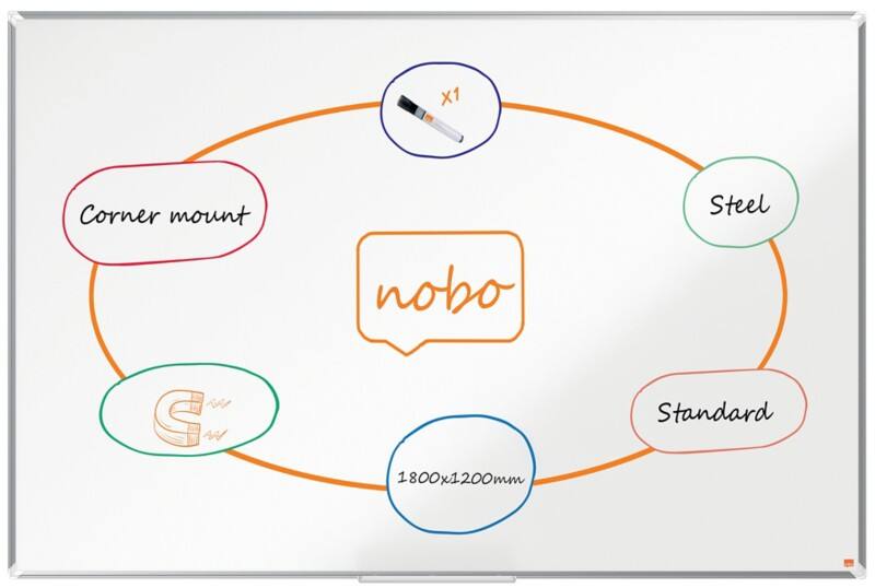 Nobo Premium Plus Whiteboard Wall Mounted Magnetic Lacquered Steel 180 (W) x 120 (H) cm
