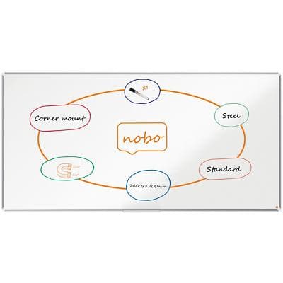 Nobo Premium Plus Whiteboard 1915163 Wall Mounted Magnetic Lacquered Steel 240 x 120 cm