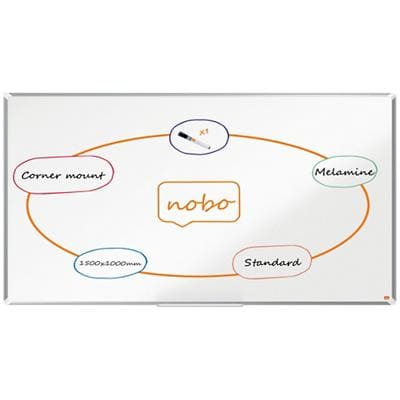 Nobo Premium Plus Whiteboard 1915170 Wall Mounted Non Magnetic Melamine 150 x 120 cm