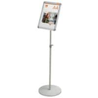 Nobo Premium Plus Freestanding Height Adjustable Snap Display Stand 1902383 A4 Aluminium Silver 140 cm