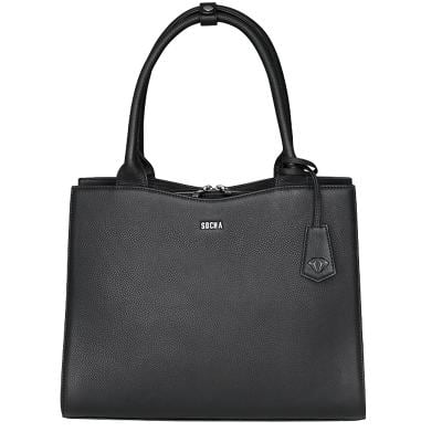 SOCHA Laptop Bag Diamond 14 Inch Leather Black 39 x 12 x 29 cm