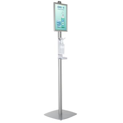 Stewart Superior Pump Hand Sanitiser Stand Adjustable Height 1L Silver Floor Stand Refillable Vol2