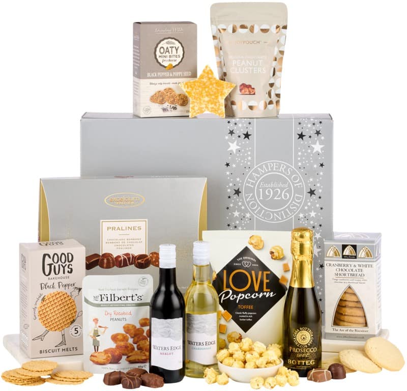 Hampers of Distinction Silver Indulgence Hamper Basket