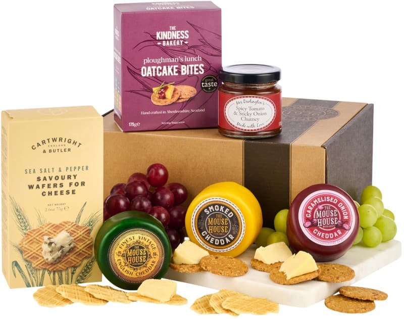 Hampers of Distinction Three Cheese Crate Hamper Basket
