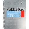 Pukka Pad Metallic Editor A4+ Wirebound Grey Cardboard Cover Notebook Ruled 100 Pages Pack of 3