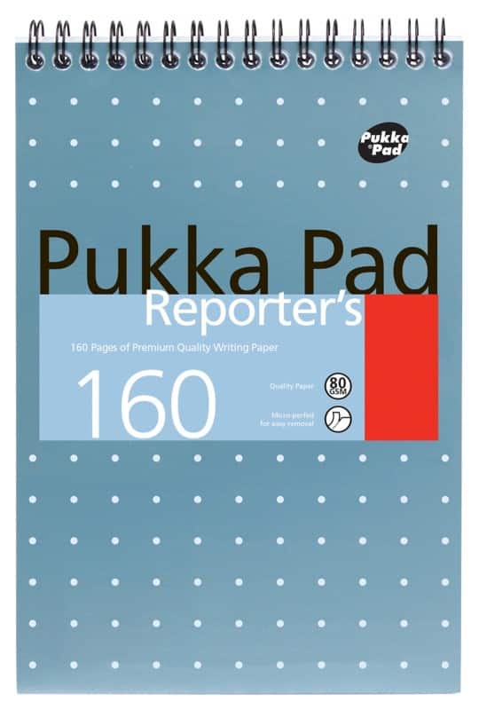 Pukka pad notepad steno a5 ruled spiral bound cardboard hardback blue perforated 160 pages pack of 3