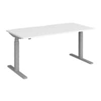 Elev8 Rectangular Sit Stand Single Desk with White Melamine Top and Silver Frame 2 Legs Touch 1600 x 800 x 675 - 1300 mm