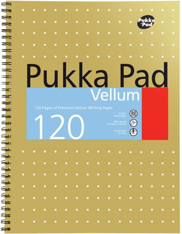 Pukka Pad Notebook Metallic Vellum A4+ Ruled Spiral Bound Cardboard Hardback Brown Perforated 120 Pages Pack of 3