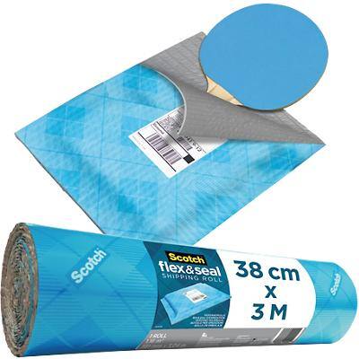 Scotch Flex and Seal Shipping Roll Blue 380mm x 3m, Easy Packaging Alternative to Postage Bags